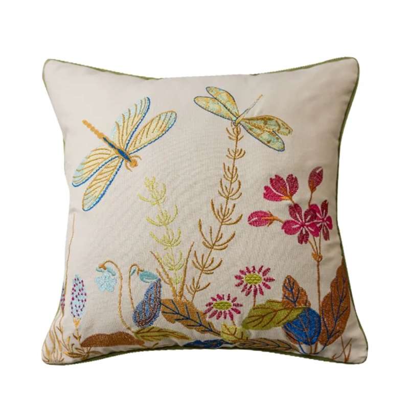 Coussin coton brodé