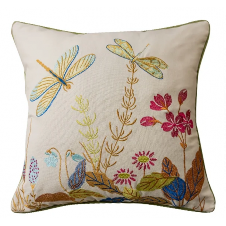 Coussin coton brodé